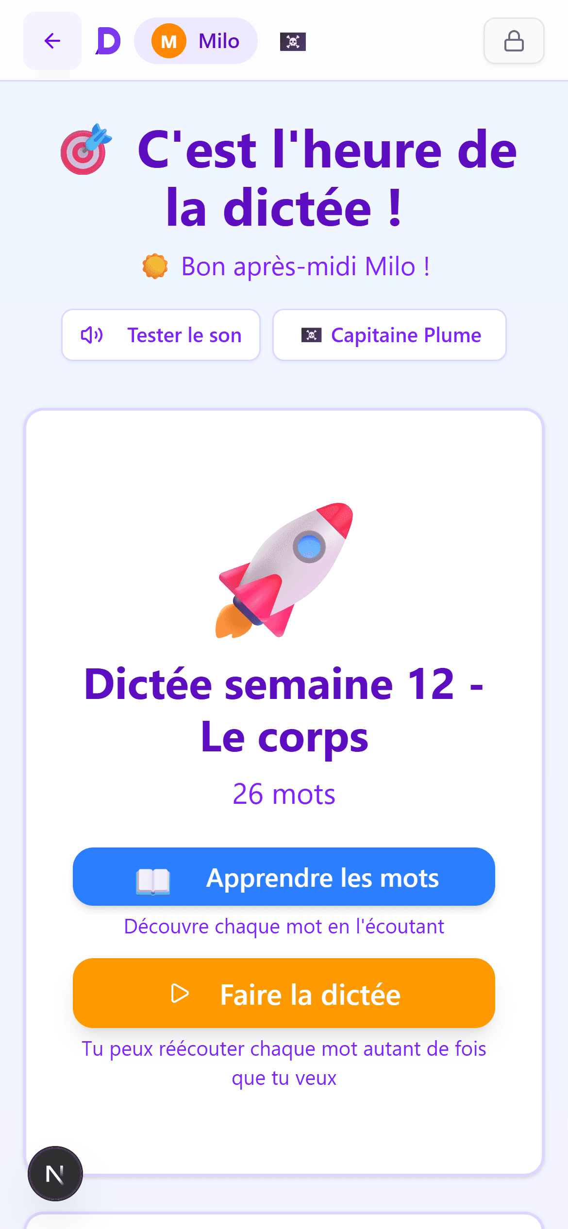 Choix de la dictée par l'enfant